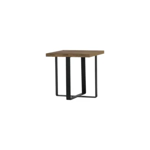 Brinhill Side Table | Matt Black Epoxy Colour Metal Leg, Light Tennessee Walnut Top