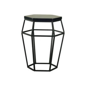 Ford Stool / Occasional Table | Black Colour Top With Matt Black Epoxy Frame