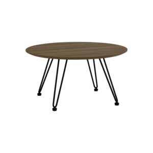 Corwin Round Coffee Table | Cocoa Colour Top With Matt Black Epoxy Leg