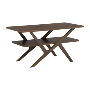 Aston Coffee Table | Walnut Veneer Top And Shelf, Cocoa Colour Leg