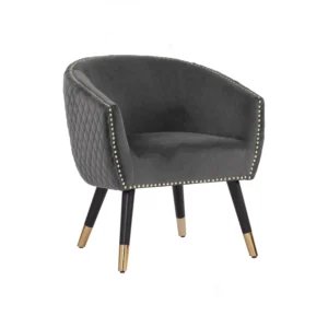 Deniz Lounge Chair | Black and Gold colour leg, Greye colour Arctus fabric
