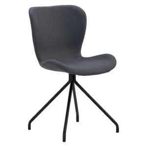 Gryta Dining Chair | Matt Black Epoxy Colour Leg, Grey Colour Recta Fabric