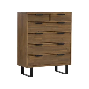 Brinhill Tall Dresser | Matt Black Epoxy Colour Metal Leg, Light Tennessee Walnut Body