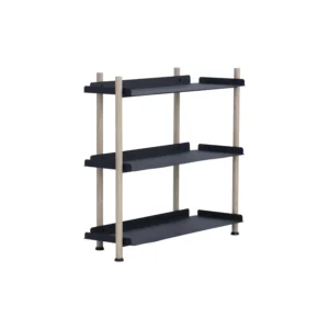 Embry Low Shelf | Smoke Oak colour frame, Matt Black Epoxy shelving