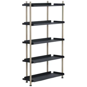 Embry High Shelf | Smoke Oak Colour Frame, Matt Black Epoxy Shelving