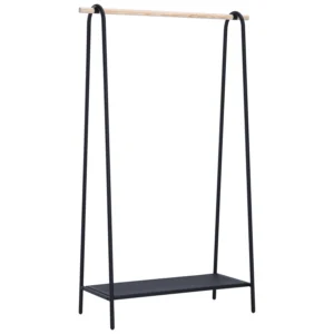 Haben cloth hanger | Matt Black Epoxy frame, with Natural colour rod