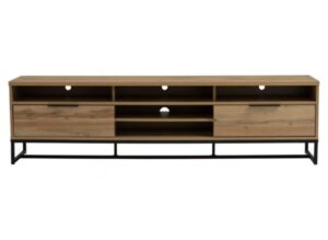 Waldo 1.8m Tv Cabinet | Wotan Oak Melamine Body With Matt Black Epoxy Colour Leg