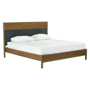 Willingham King Bed | Brushed Brass Colour Frame, Boston Cherry Colour Body (Fit Mattress : 1820mm X 2010mm)