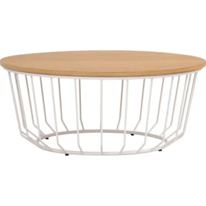 Flux Round Coffee Table | Natural Colour Top, Matt White Epoxy Leg