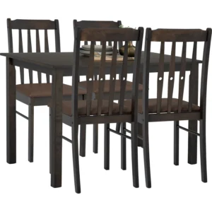 Cremini Dining Set 1+4 | Dark Chestnut Colour, Mocha Colour Vinyl Cushion Seat