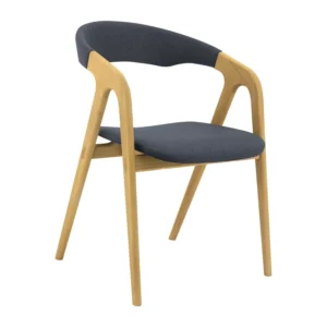 Ganit Dining Chair | Oak Frame, Dim Grey Colour Highland Fabric Seat