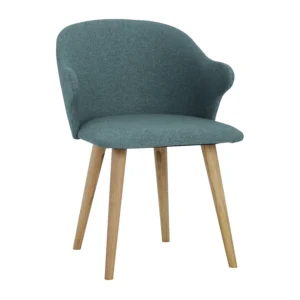 Ceyla Dining Chair | Oak Leg, Marble Blue Colour Baize Fabric