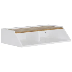 Wayland Storage Wall Shelf | White Colour Frame, Oak Veneer Body