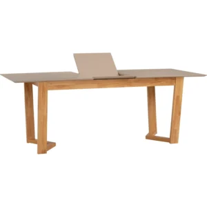 Vitas 900 X 1600+440 Extension Table | Natural Colour Leg, Taupe Grey Colour Top