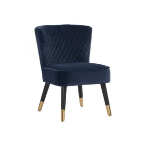 Nalanie Lounge Chair | Black and Gold colour leg, Navy colour Veloutine fabric
