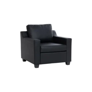 Baleno 1 Seater Sofa | Black Colour Leg, Espresso Colour Premium Vinyl Body