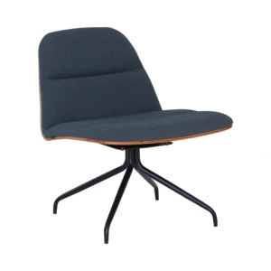 Crown lounge chair | Matt Black Epoxy leg, Walnut veneer backrest and seat with Twilight colour in Dimity fabric