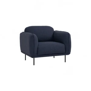 Mira 1 Seater Sofa | Matt Black Epoxy Colour Leg, Midnight Blue Colour Linsey Fabric
