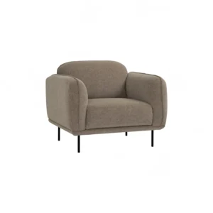 Mira 1 Seater Sofa | Matt Black Epoxy Colour Leg, Mocha Colour Linsey Fabric