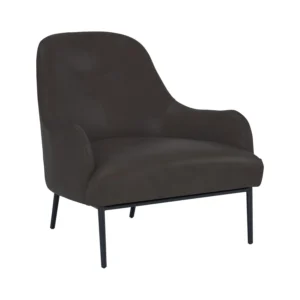 Brixton lounge chair | Matt Black Epoxy leg, Dark Brown colour in Aniline Leather