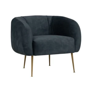 Alero Single Seater Sofa | Dull Gold Colour Leg, Dim Blue Colour In Arctus Fabric