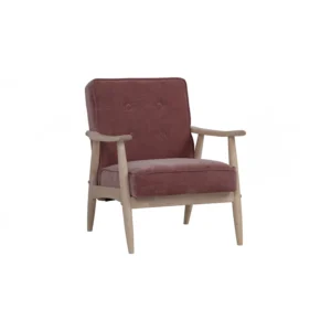 Baja 1 Seater Sofa | White Wash Colour Frame, Salmon Colour Baxmal Fabric