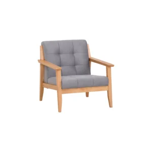 Terra 1 Seater Sofa | Natural Colour Leg, Pale Silver Colour Talco Fabric
