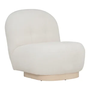 Helia lounge chair | White Wash colour leg, Cream White colour Teddy fabric