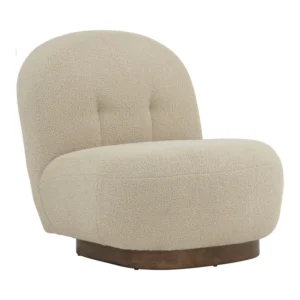 Helia lounge chair | Cocoa colour leg, Brown Beige colour Teddy fabric