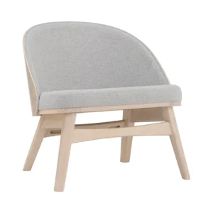 Veda lounge chair | White Wash colour leg, Oak veneer back with White Wash colour and Light Grey colour Ruby fabric