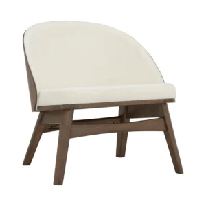 Veda lounge chair | Cocoa colour leg, Walnut veneer back and Cream White colour Ruby fabric