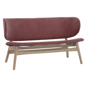Polara 2 Seater Lounge Chair | White Wash Colour Frame, Salmon Colour Baxmal Fabric