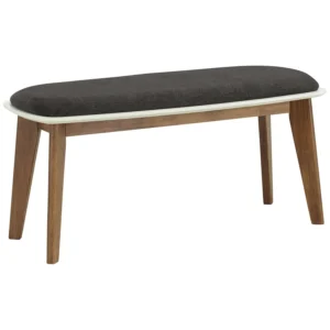 Arthur Bench | Cocoa Leg, White Lacquered Top, Seal Colour Dimity Fabric
