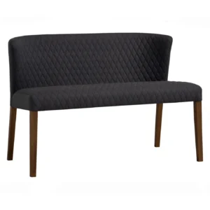 Rhoda 1.1m Bench Chair | Cocoa Colour Leg, Hale Blue Colour Double Fabric Seat & Back
