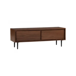 Hutto 1.2m Tv Cabinet | Walnut Veneer Body With Matt Black Epoxy Leg