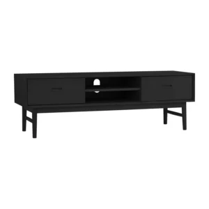 Hampton 1.5m Tv Cabinet | Black Colour Veneer Body, With Black Colour Leg