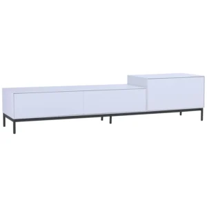 Lowell 1.8m Tv Cabinet | White Colour Body With Matt Black Epoxy Leg