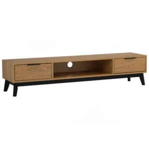 Malton 1.8m Tv Cabinet | Black Colour Leg, Natural Colour Body