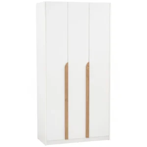 Mando 3 Door Wardrobe | White Colour Body, Oak Colour Handle (Mb Paper)