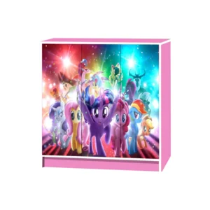 Wonderland 3 Door Cartoon Cabinet | Pink Colour