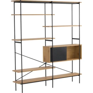 Kreman Wall Unit | Oak Colour Shelf, Matt Black Epoxy Colour Frame