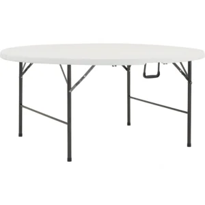 Jaden Dia 1600 Round Table | Black Colour Folding Leg, White Colour Folding Top