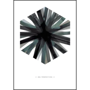 500 X 700 Aquarelle Hex Printed Art | Black Frame